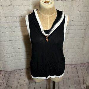 Vimmia black and white hooded athletic tank top size small